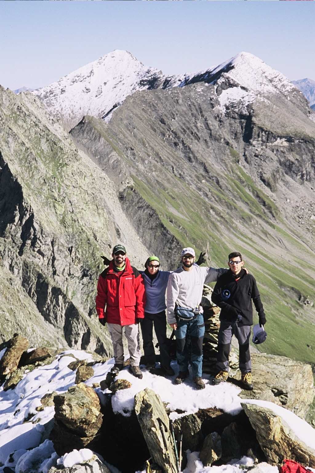 De izquierda a derecha: Jesús, Infi, Trino y Quique en el Col du Pigne, 3.141 mts.
